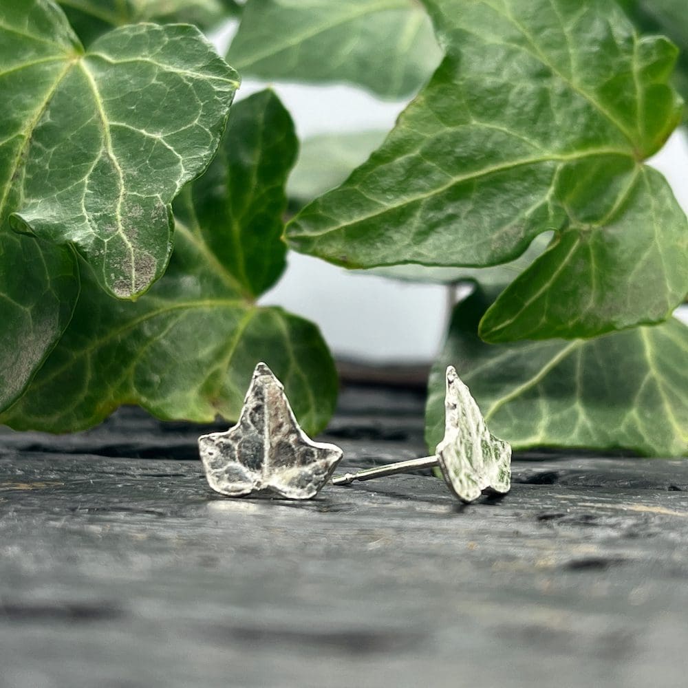 Silver Ivy Leaf Earrings - Image 4
