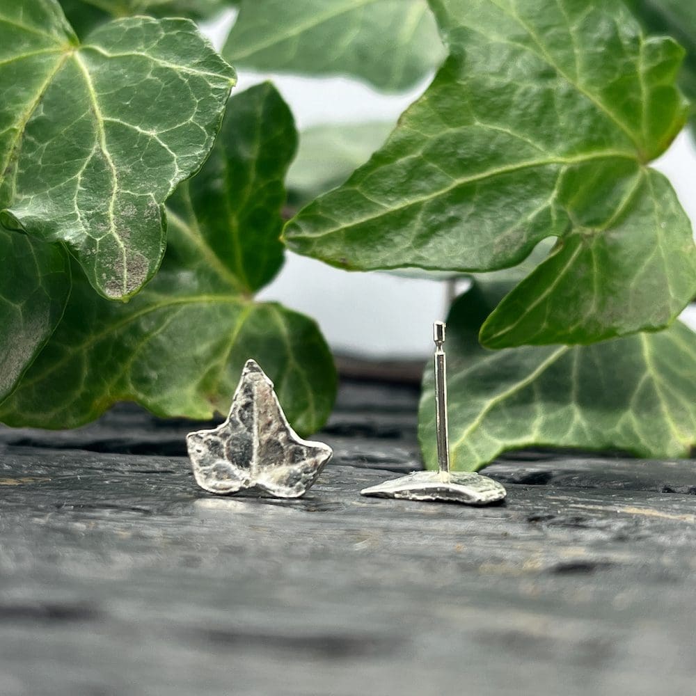 Silver Ivy Leaf Earrings - Image 3