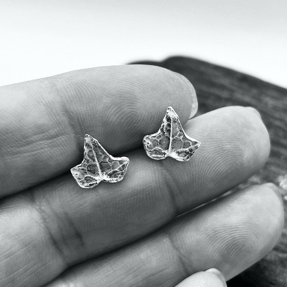 Silver Ivy Leaf Earrings - Image 2