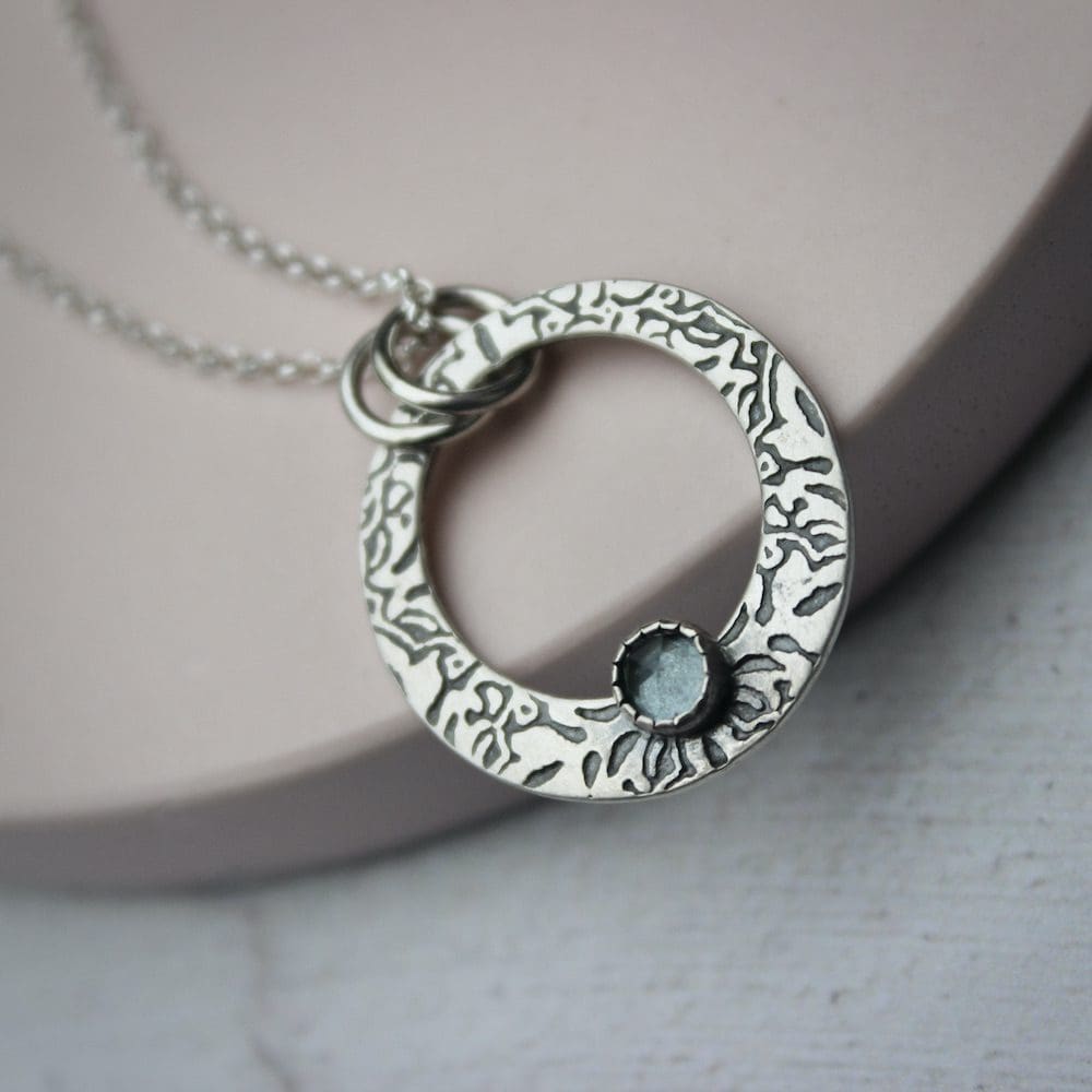 willow and twigg aquamarine and sterling silver oval pendant necklace