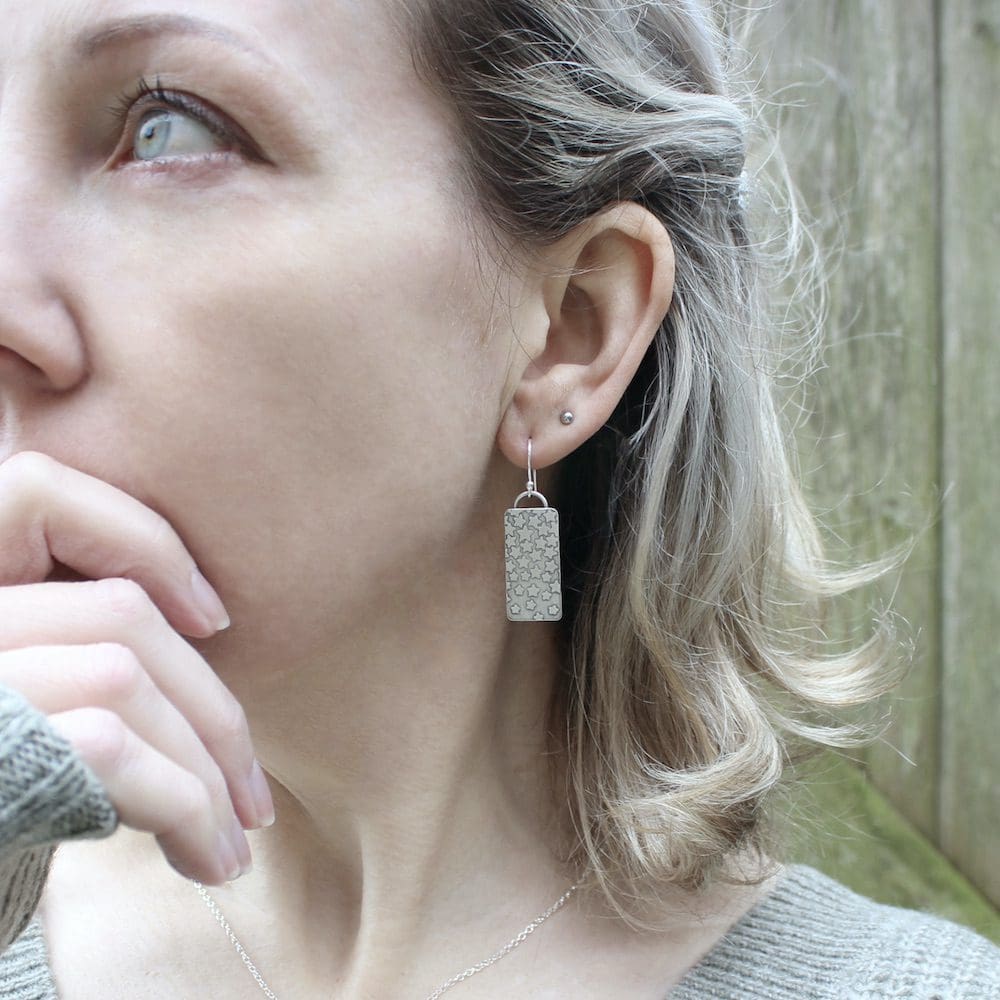willow and twigg cascading stars silver rectangular drop earrings