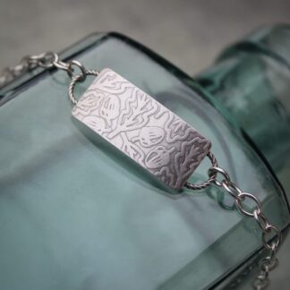 willow and twigg silver oak leaf pattern rectangular bracelet