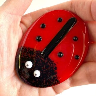 Fused glass ladybird hug or worry stone