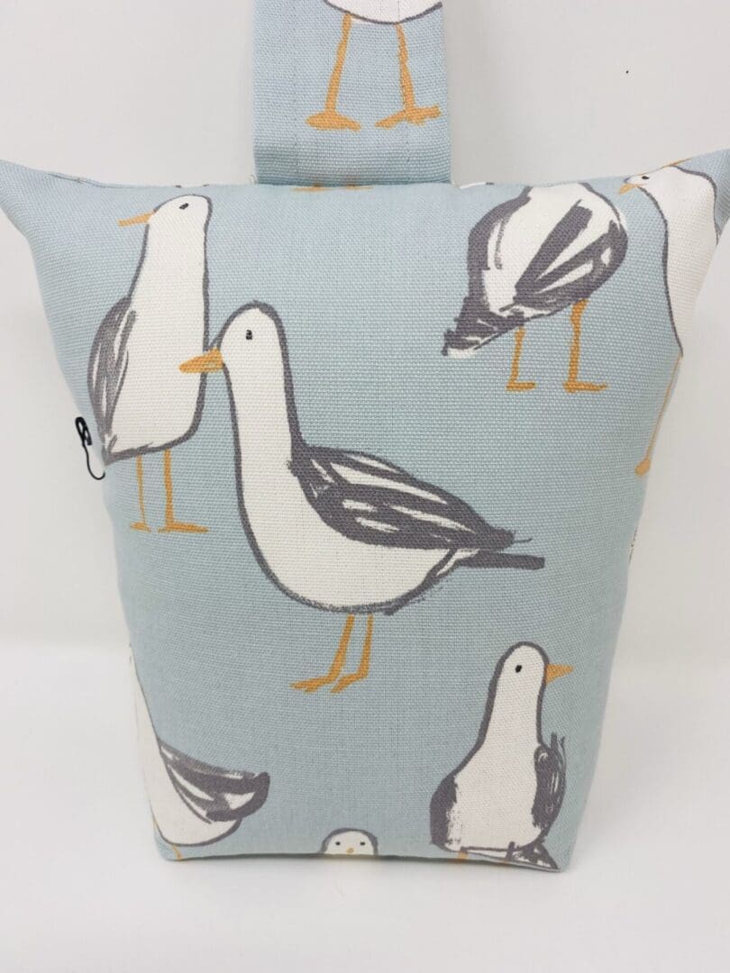 Seagull Fabric Doorstop, Blue Seaside Washable and Refillable Door Stop - Image 2