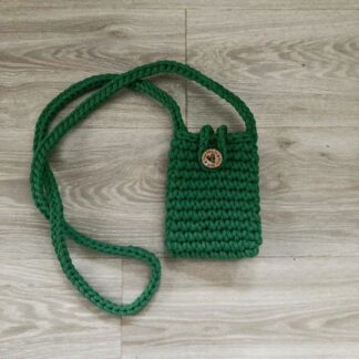 Emerald Green Crochet Phone Bag, Small Crochet Crossbody Bag
