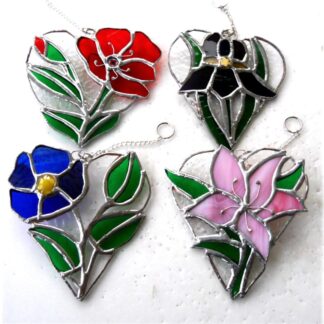 flower heart poppy pansy iris lily stained glass suncatcher