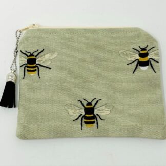 Sophie Allport Bee Coin Purse. Green Bumble Bee Zipped Pouch