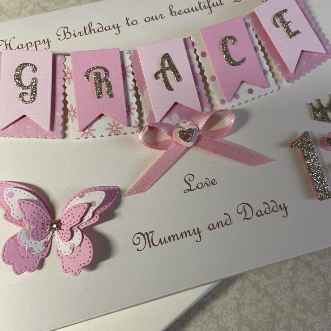 Personalised Handmade 1st Birthday Card Gift Boxed Keepsake First Daughter Granddaughter Niece - Image 5