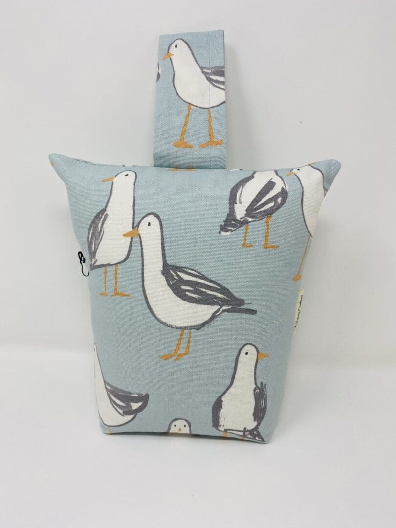 Seagull Fabric Doorstop, Blue Seaside Washable and Refillable Door Stop - Image 3