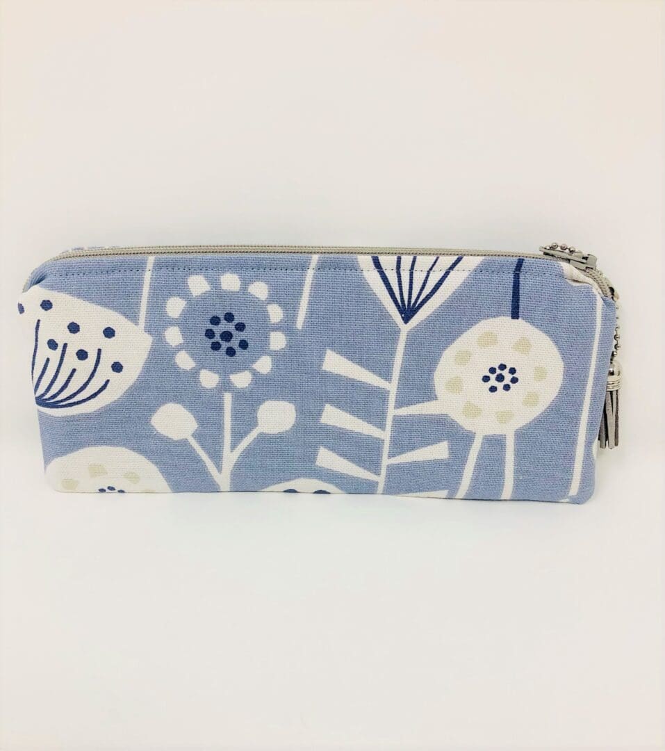 Padded and Zipped Scandi Flower Glasses Case. Blue and White Sunglasses Case - Image 2