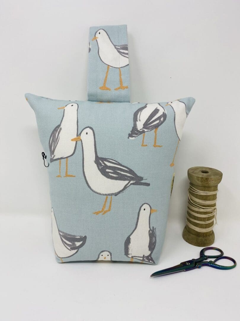 Seagull Fabric Doorstop, Blue Seaside Washable and Refillable Door Stop