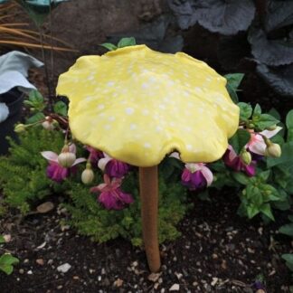 Yellow & White Spotty Ceramic Mushroom