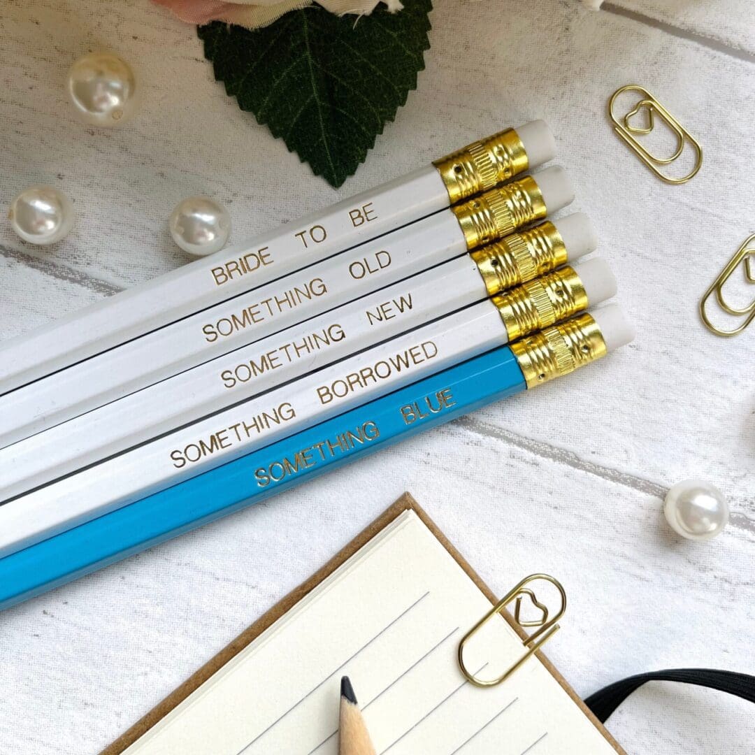 Wedding Themed Pencils, Something Old, New, Borrowed, Blue, Bride to Be, Future Mrs, Engagement Gift - Image 4