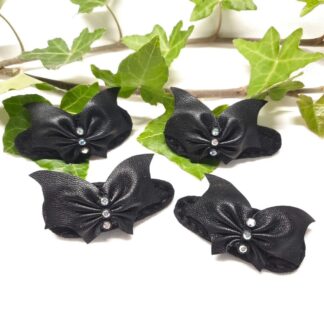 Cute black bat wing hair clips with diamantes