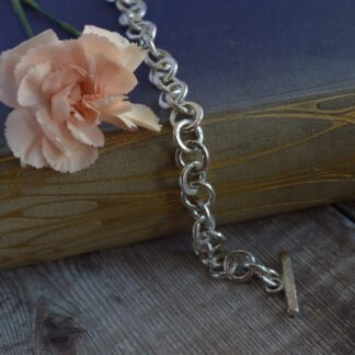 Silver Hammered textured Chain Bracelet