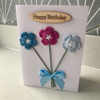 Handmade Greeting Card with Crochet Flowers