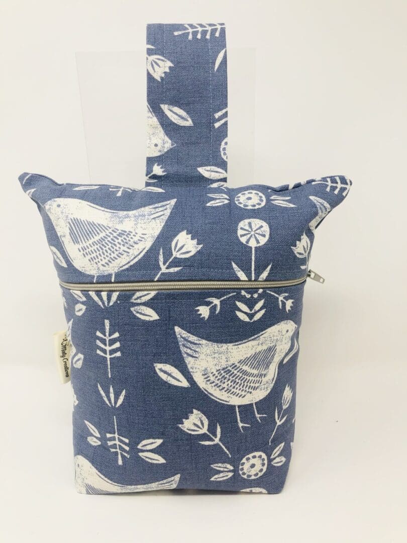 Scandi Bird Fabric Doorstop, Blue Scandi Washable and Refillable Door Stop - Image 2