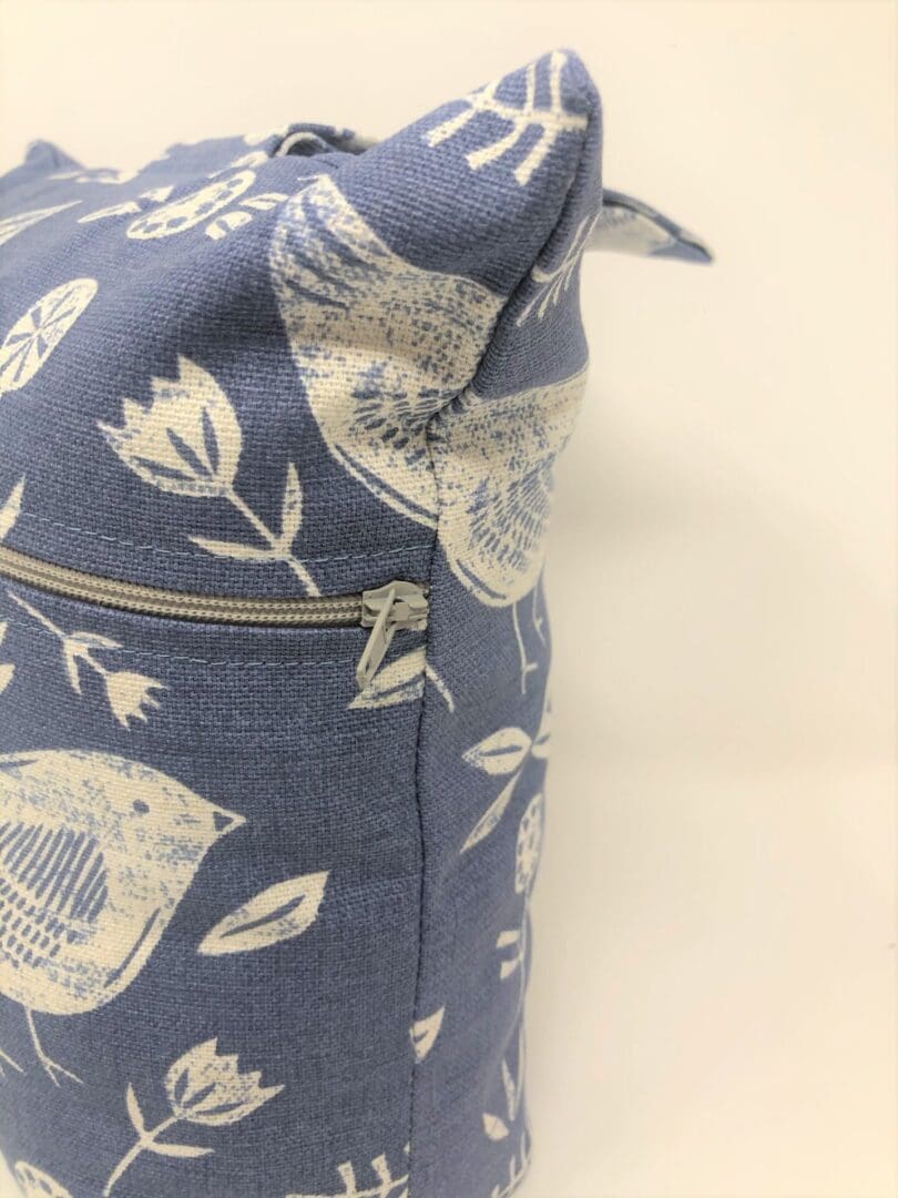 Scandi Bird Fabric Doorstop, Blue Scandi Washable and Refillable Door Stop - Image 6