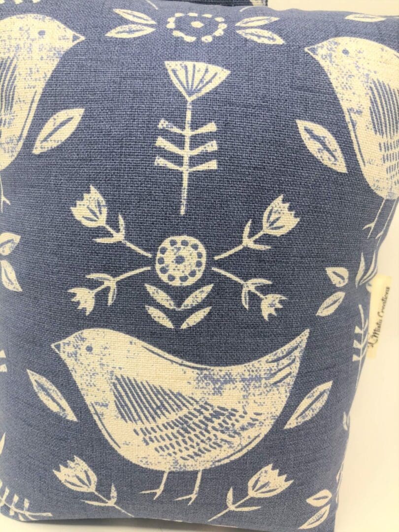 Scandi Bird Fabric Doorstop, Blue Scandi Washable and Refillable Door Stop - Image 9