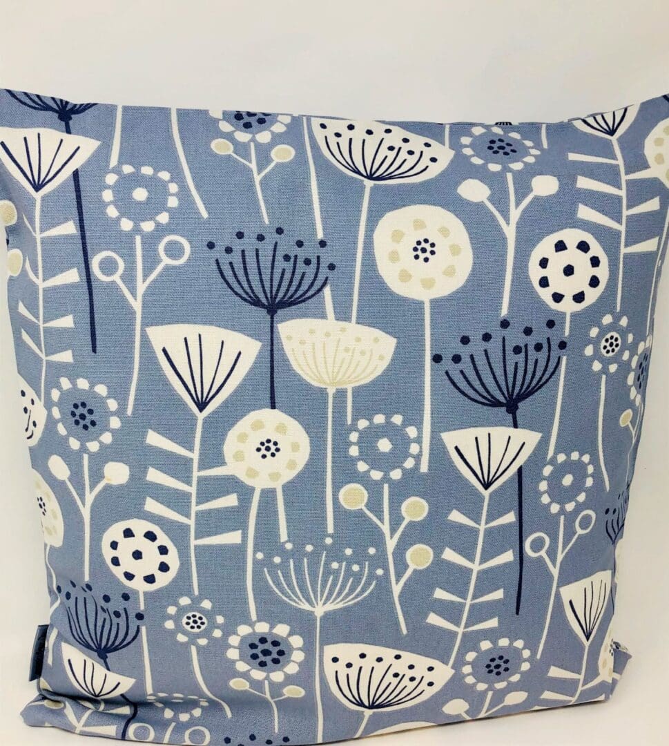 Blue Scandi Flower Cushion Cover, Scandinavian Decor - Image 2