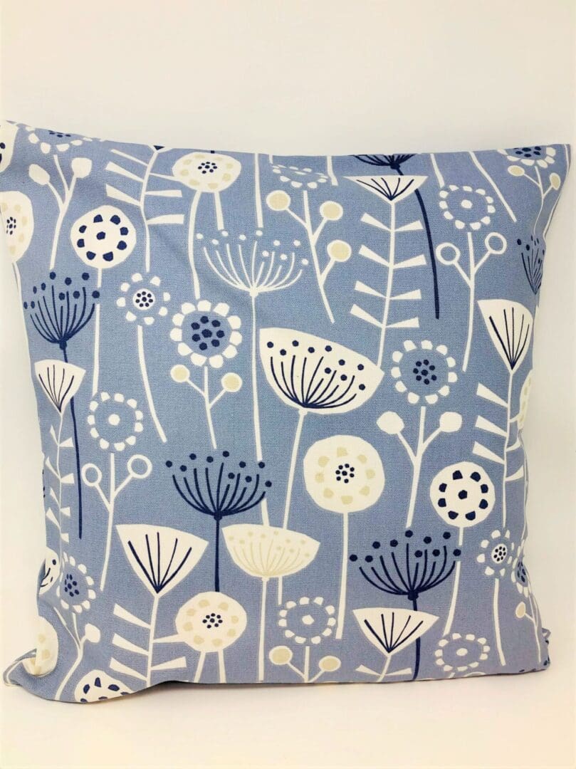 Blue Scandi Flower Cushion Cover, Scandinavian Decor - Image 3