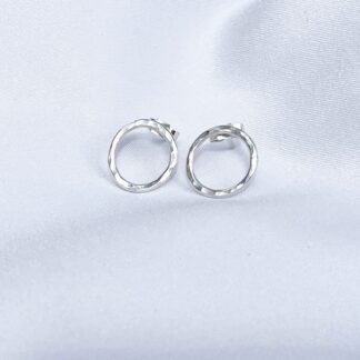 Hammered Silver Circle Studs