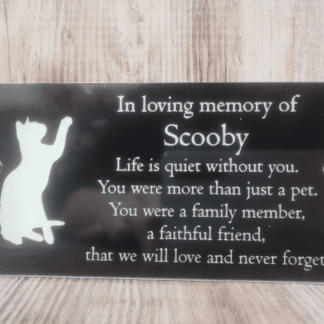 Cat memorial plaque engraved