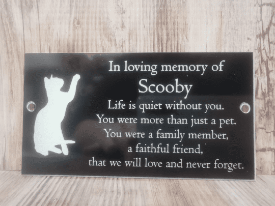 Cat memorial plaque engraved