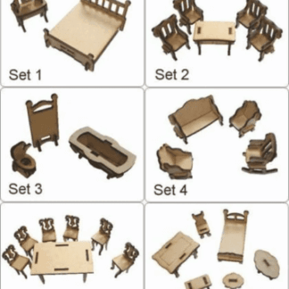 Mdf dolls house furniture bedroom bathroom living dining room lounge kit 1/24th