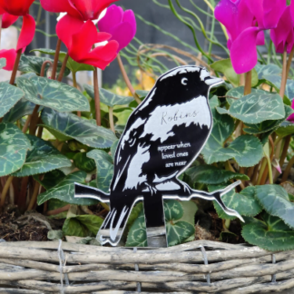 Robin plant flower pot planter stick memorial gift loss bereavement - mirror finish