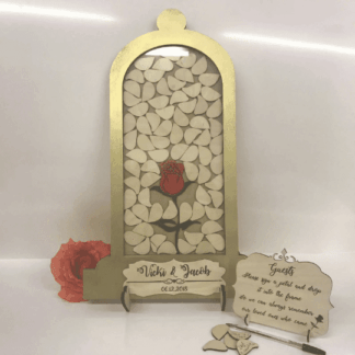 Beauty and the Beast themed gold wedding drop box