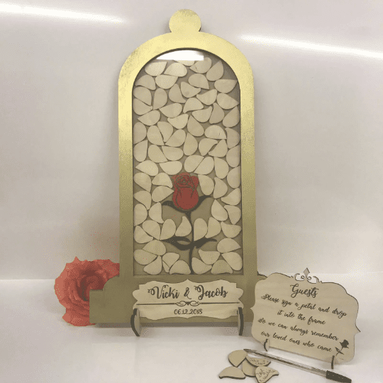 Beauty and the Beast themed gold wedding drop box