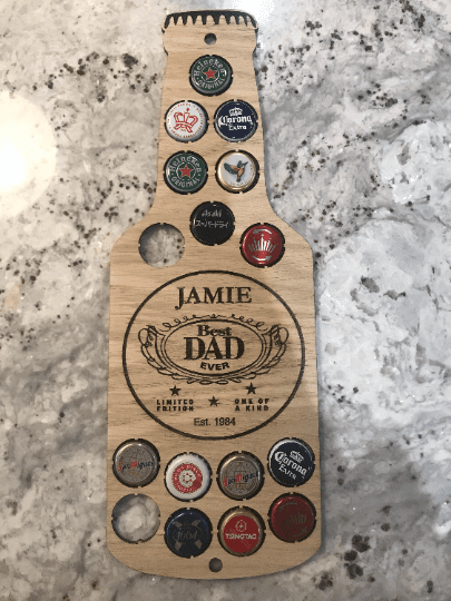 Father’s Day day personalised engraved beer bottle top holder Plaque dad gift cider, ale, ipa, man cave, gift for him