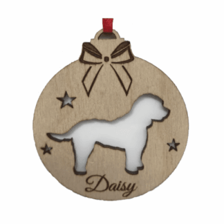 Cocker poo pet dog Christmas personalised engraved birch plywood xmas bauble