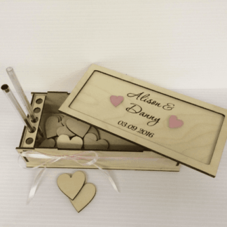 Personalised engraved birch plywood hearts storage box for wedding drop box rustic vintage wedding guestbook alternative wooden dropbox