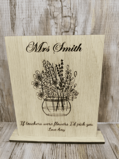 Personalised wooden card If teachers were flowers gift birthday mum nan - Image 2