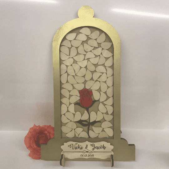 Beauty and the Beast themed gold wedding drop box - Image 2