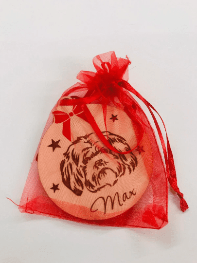 Lhasa Apso pet dog christmas xmas bauble personalised engraved birch plywood - Image 2