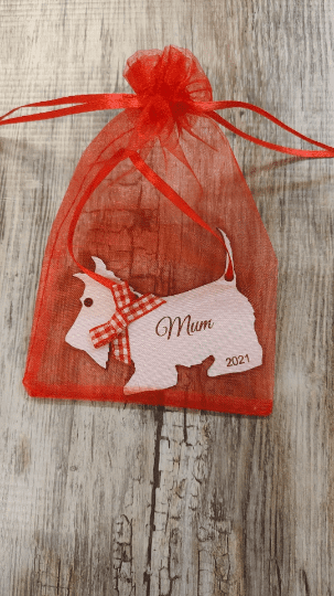 Scottie scotty dog Scottish terrier pet Christmas personalised tree decoration bauble black or white - Image 3