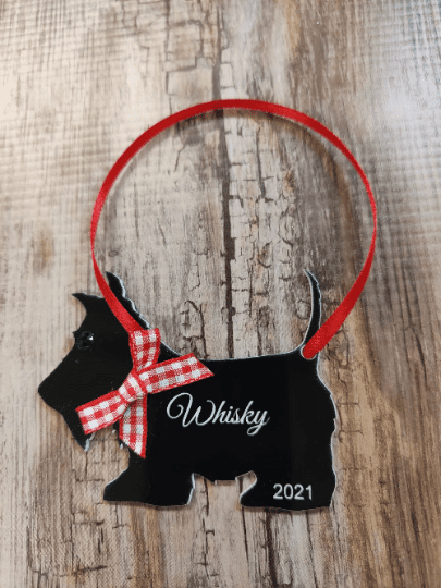 Scottie scotty dog Scottish terrier pet Christmas personalised tree decoration bauble black or white - Image 2