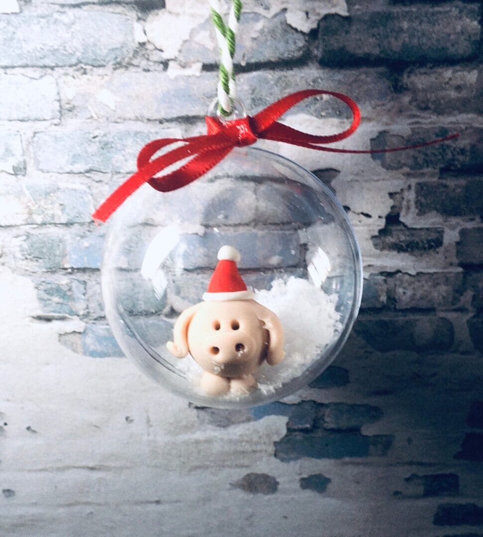 Pig bauble clay figure