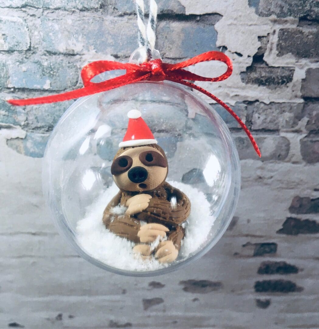 Sloth Christmas bauble sloth clay figure