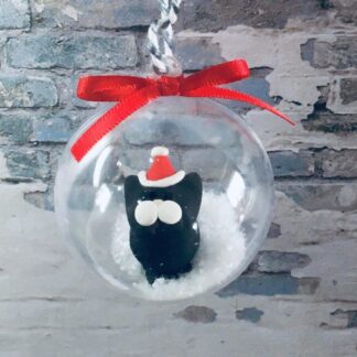 Cat Christmas bauble clay cat figure