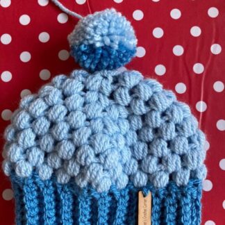 Handmade Crochet Baby Boy 0-3 months Blue Beanie Hat Newborn