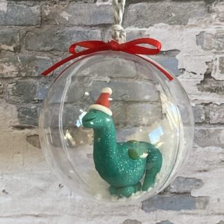 Dinosaur Christmas bauble clay dinosaur figure