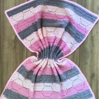 Pink and Grey filet baby blanket