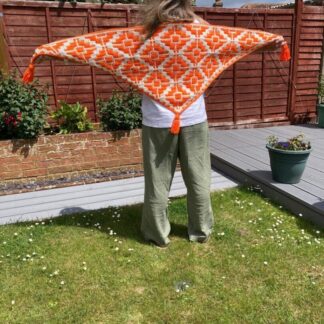 Handcrafted Orange and Cream Shawl