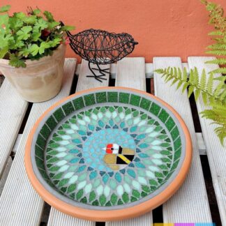 Goldfinch Feathered Friend Mosaic Bird Bath Wildlife Garden Ornament