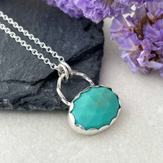 Turquoise gemstone handmade silver necklace