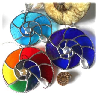 ammonite stained glass suncatchers handmade